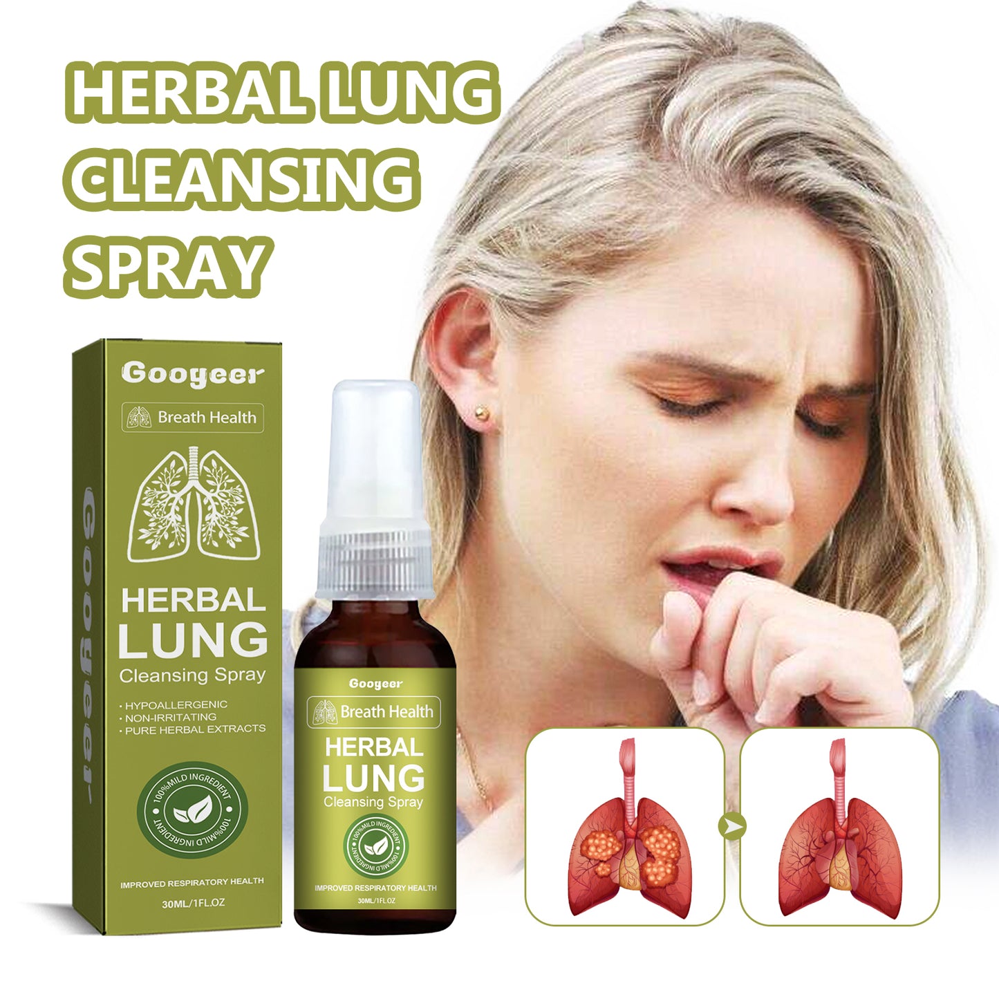 Natural Herbal Treatment Spray For Cough And Throat Obstructed Breathing Body Treatment Spray