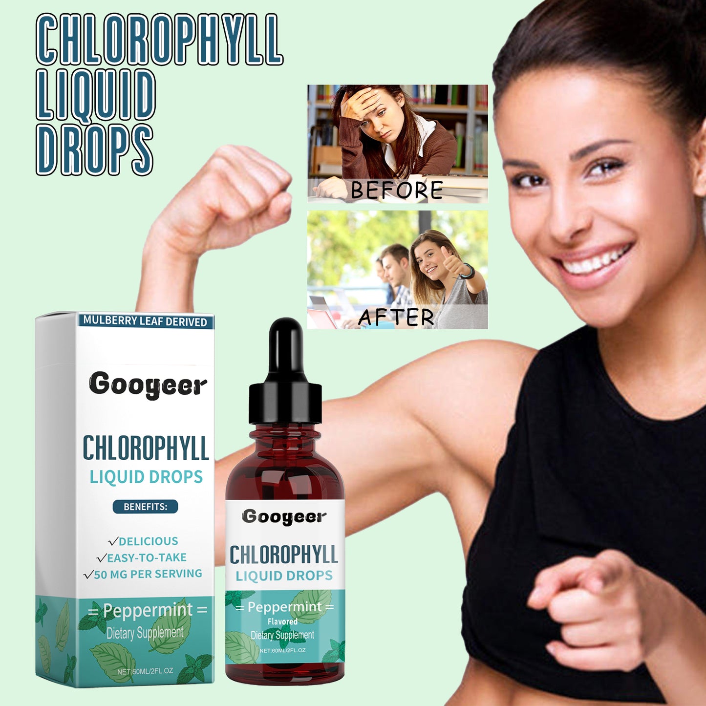 Chlorophyll Liquid Drops, Improve The Bad Breath Odor Beautiful Body Shape Body Improve The Body Energy
