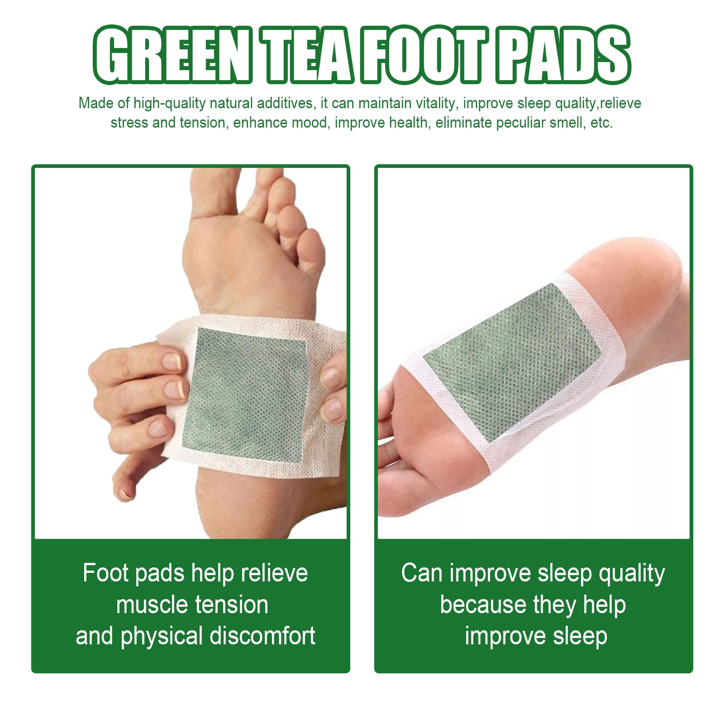 Green Tea Foot Patch, Improves Sleep Quality And Relieves Muscle Tension And Body Stress Foot Care Patch