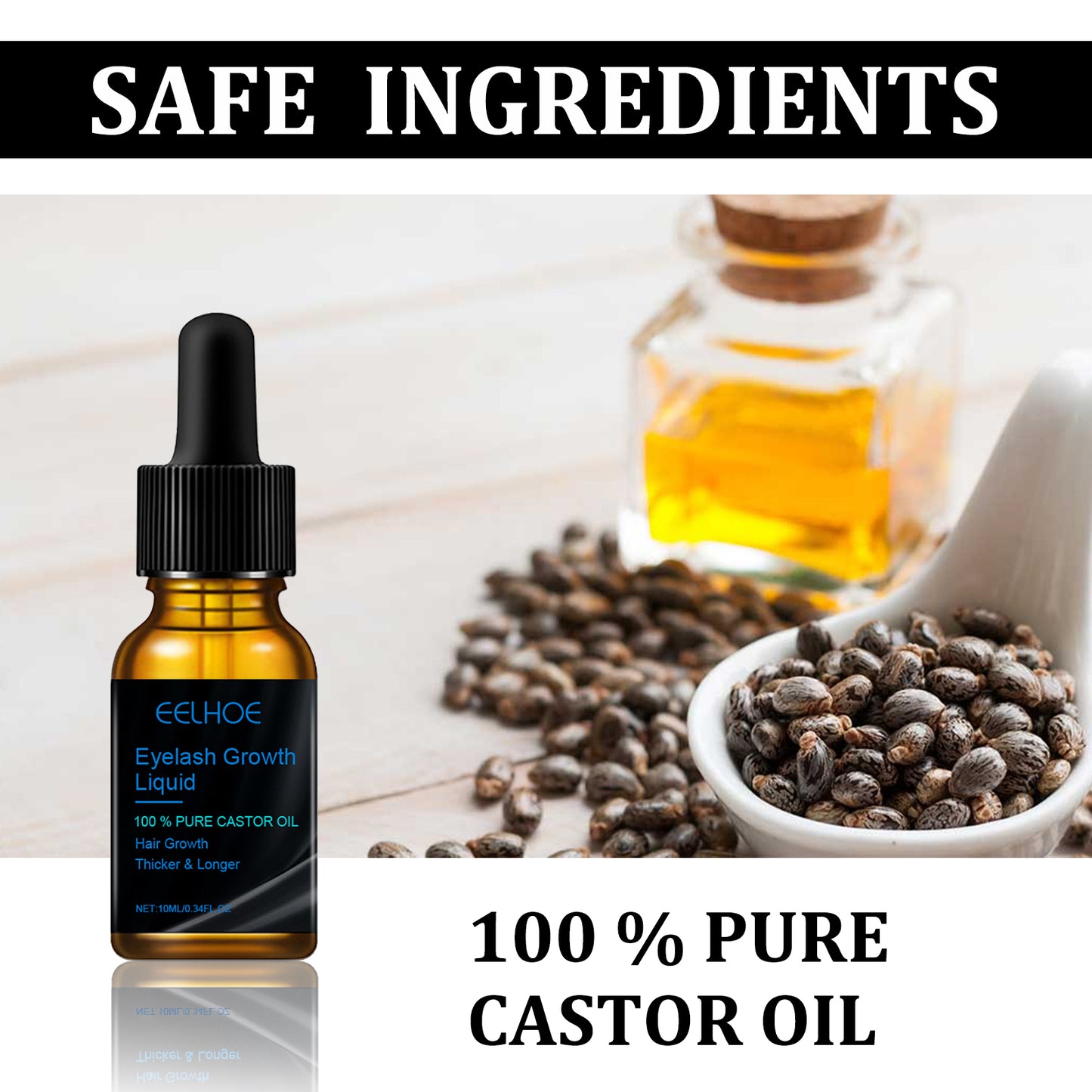 Castor Oil Mascara Daily Natural Eyelash Curl & Curl Beauty Gentle Moisturizing Treatment