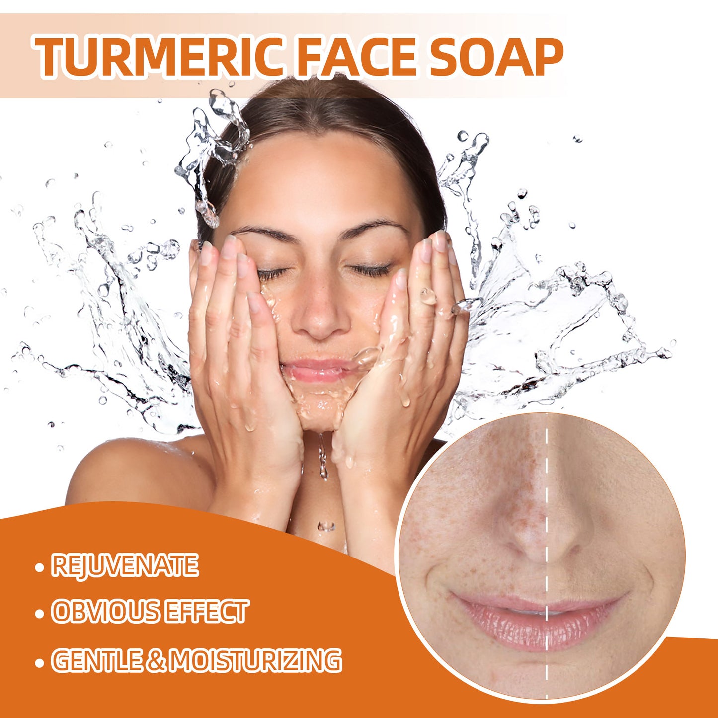 Turmeric Face Soap, Face Repair Gentle Cleansing, Fade Spots And Smooth Fine Lines Cleaner Soap