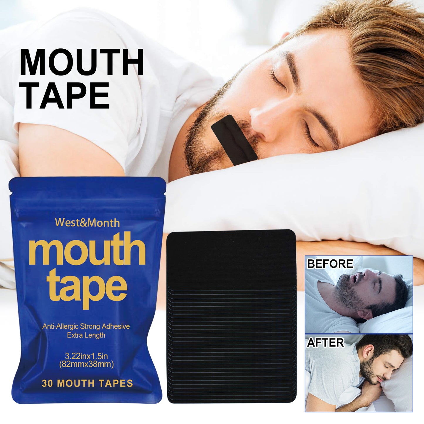 Mouth Tape, Ease Mouth Breathing Prevent Snoring Shut Mouth Care For Sleep Patch