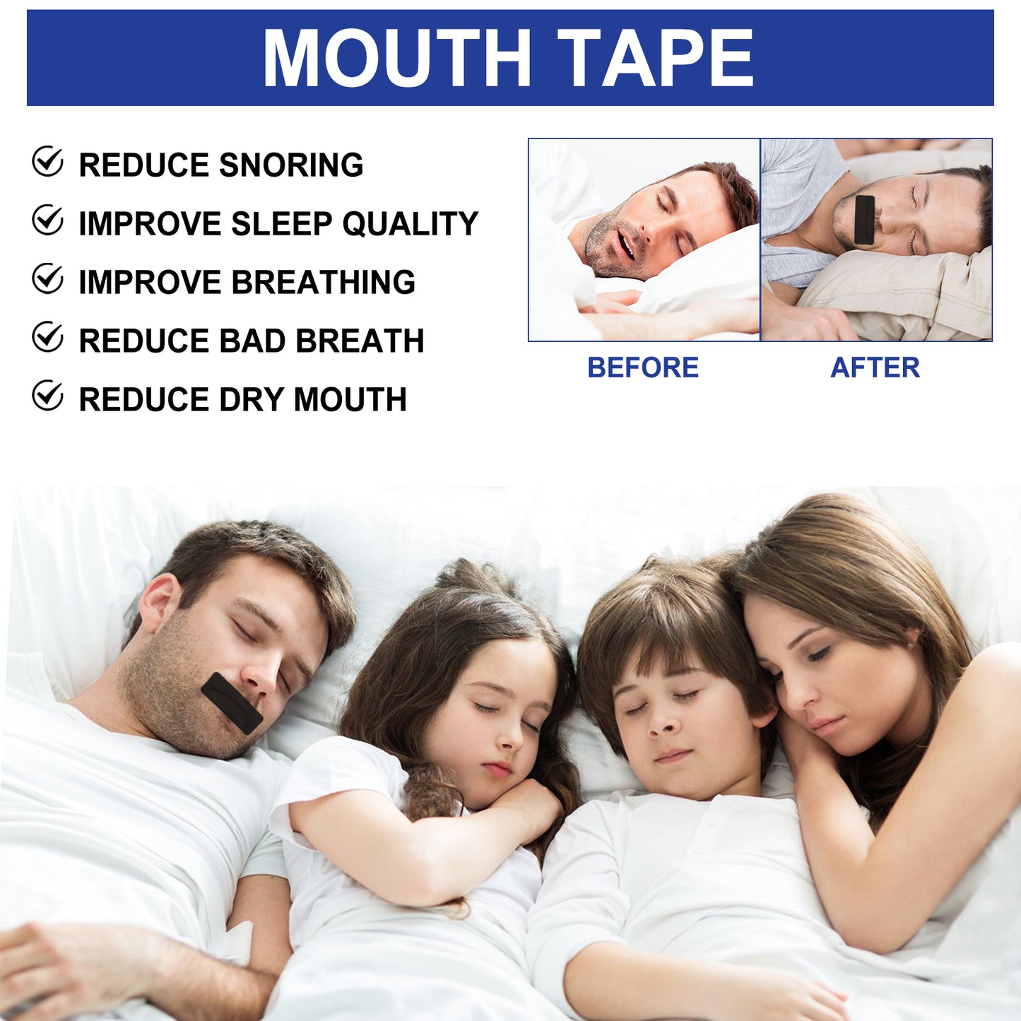 Mouth Tape, Ease Mouth Breathing Prevent Snoring Shut Mouth Care For Sleep Patch